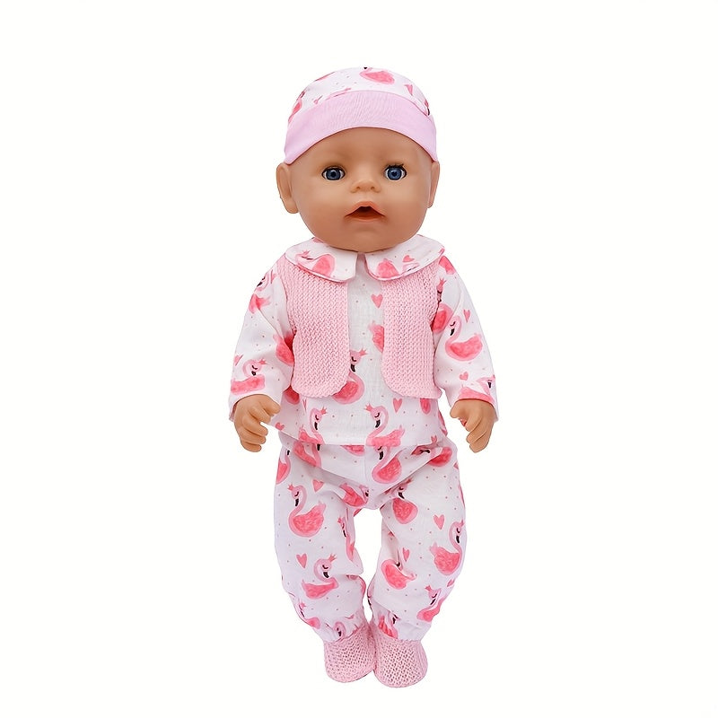 Doll Outfit Set 17 18 Inch Doll Clothing Pink Patterned 43 Polyester Fabric