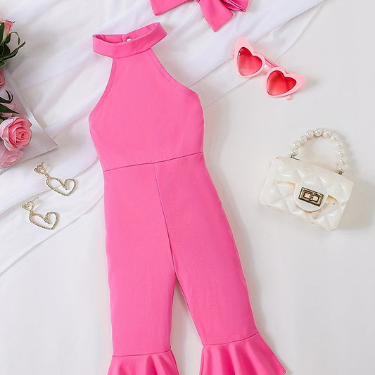 Toddler Baby Girls Stylish Halter Neck Wide Leg Jumpsuit