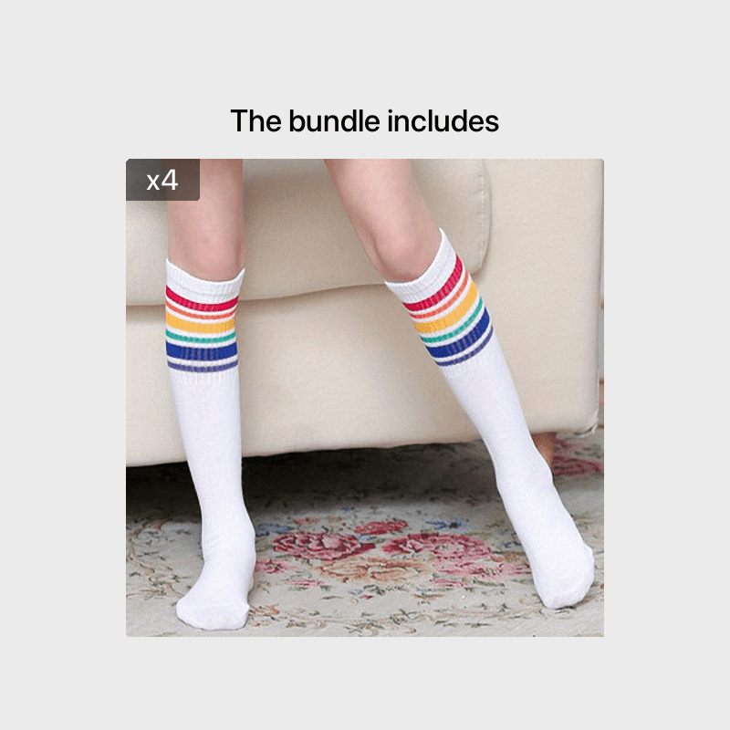 Colorful Striped Knit Socks for Girls