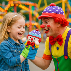 Plush Clown Puppet Hand Finger Puppet Expressive Eyes Vibrant Colors