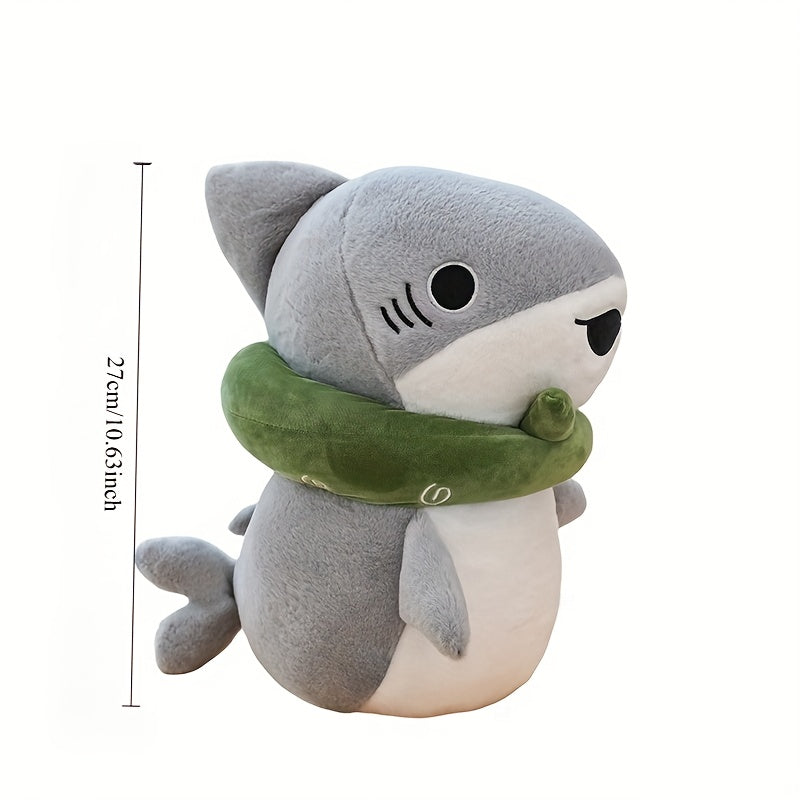 Plush Shark Green Scarf Soft Grey Ugly Stuffed Animal Desktop Sofa Decor
