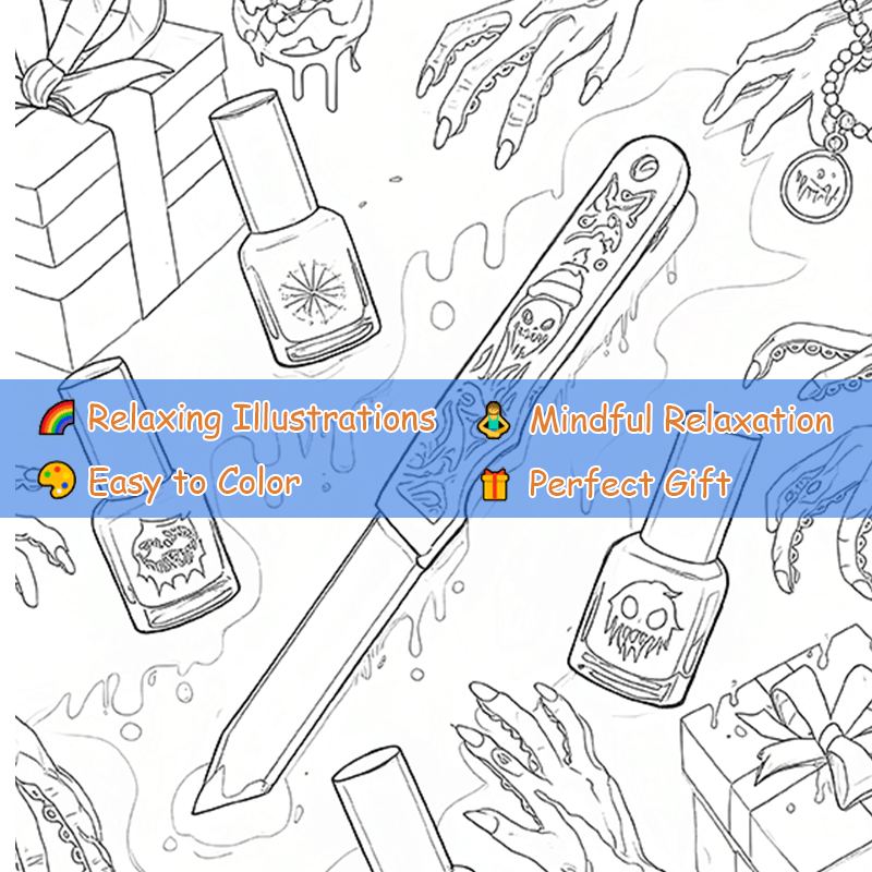 Dark Goth Christmas Adult Coloring Book - Terrifying Holiday Scene