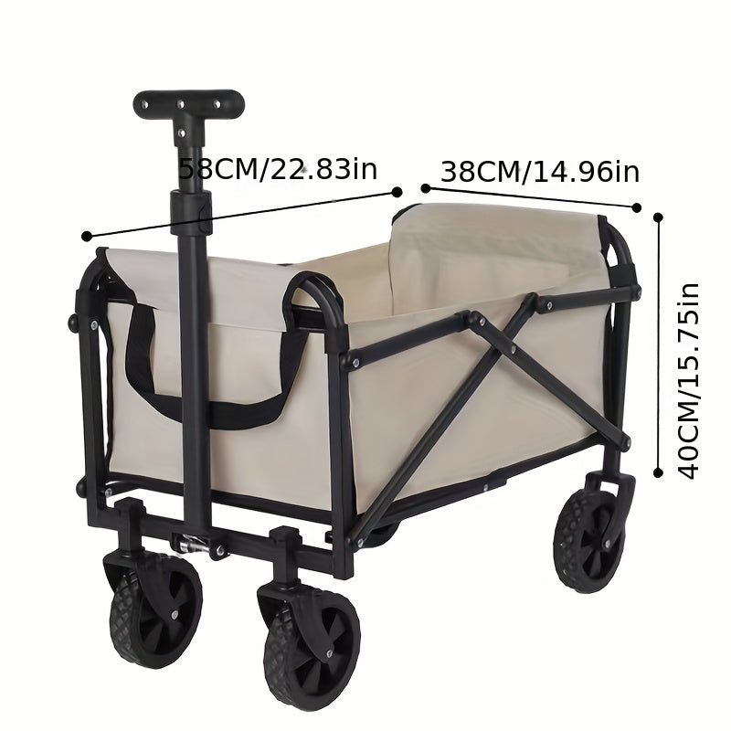 Outdoor Folding Camping Wagon Utility Wagon with 4 Wheels & Adjustable Handle