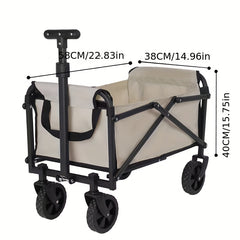 Outdoor Folding Camping Wagon Utility Wagon with 4 Wheels & Adjustable Handle