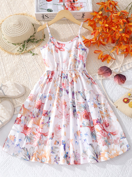Boho Floral Sleeveless A Line Cami Dress For Summer