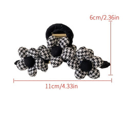 Plaid Flower Hair Clip Claw Thick Hair Accessory Gift Minimalist