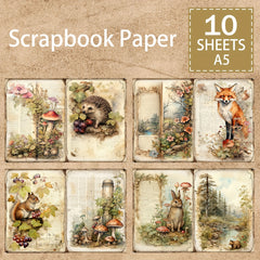 10 Sheets A5 Retro Forest Animal Decoration DIY Tools Stationery
