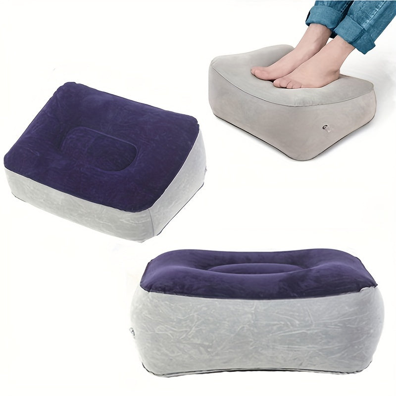 Inflatable Travel Foot Rest Pillow Soft Flocking Flying Relaxation