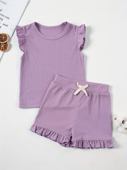 2Pcs Toddler Girls Summer Outfit Sleeveless Tops Shorts Set