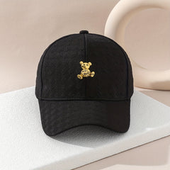 Metal Bear Baseball Cap Embossed Couple Hats Lightweight Sunscreen Dad Hats