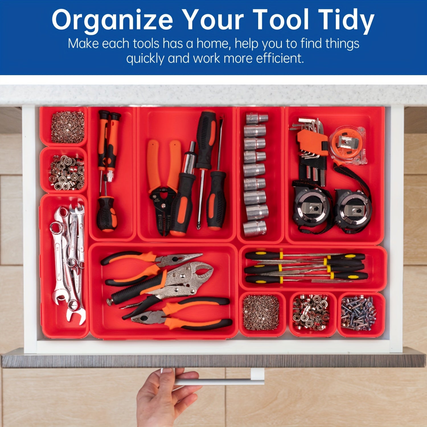 45pcs Tool Storage Box Divider Set Desk Drawer Garage Organization