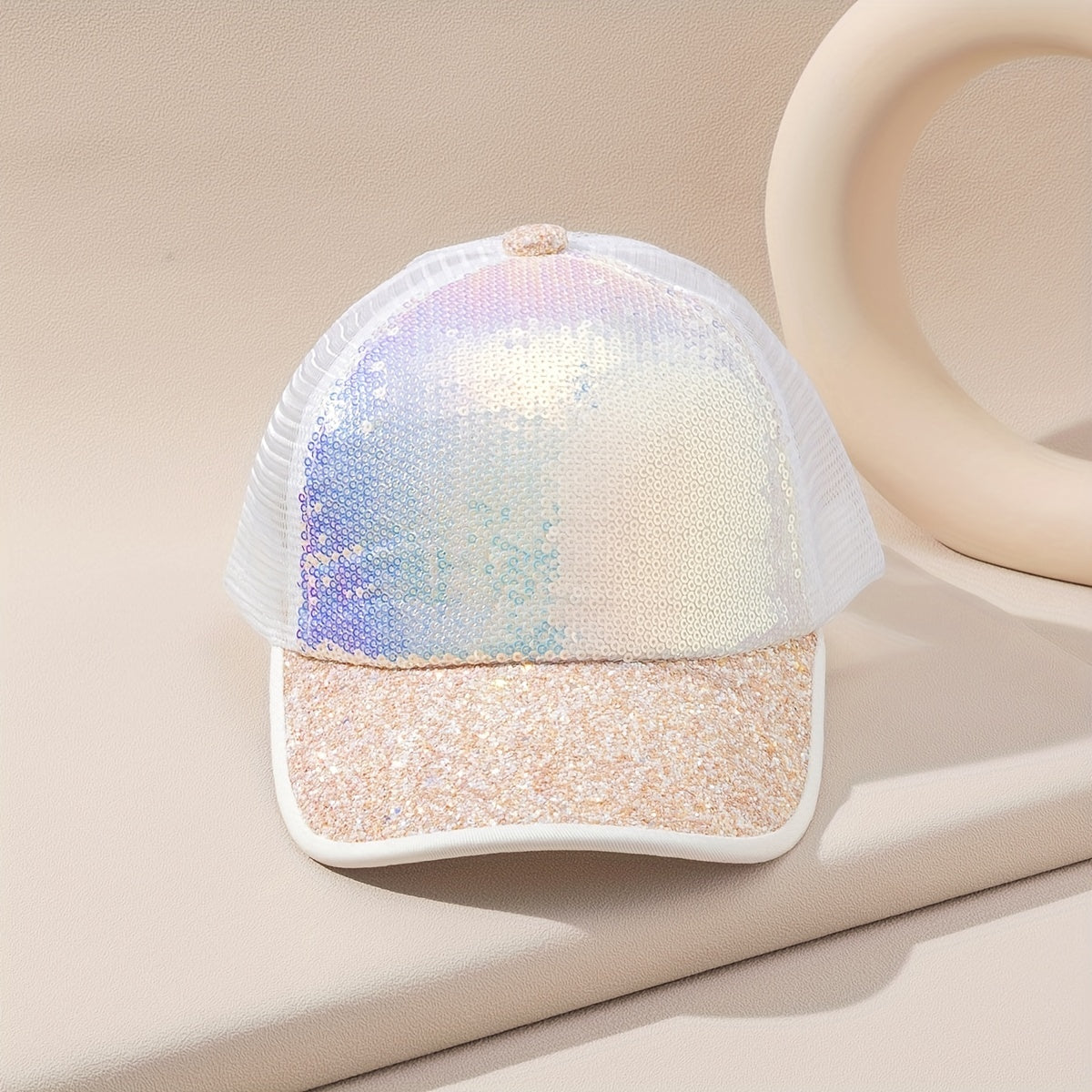 Sequin Mesh Trucker Hat Breathable Dad Hat For Women
