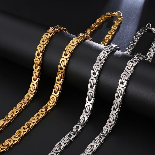 Stainless Steel Funky Flat Chain Necklace for Men