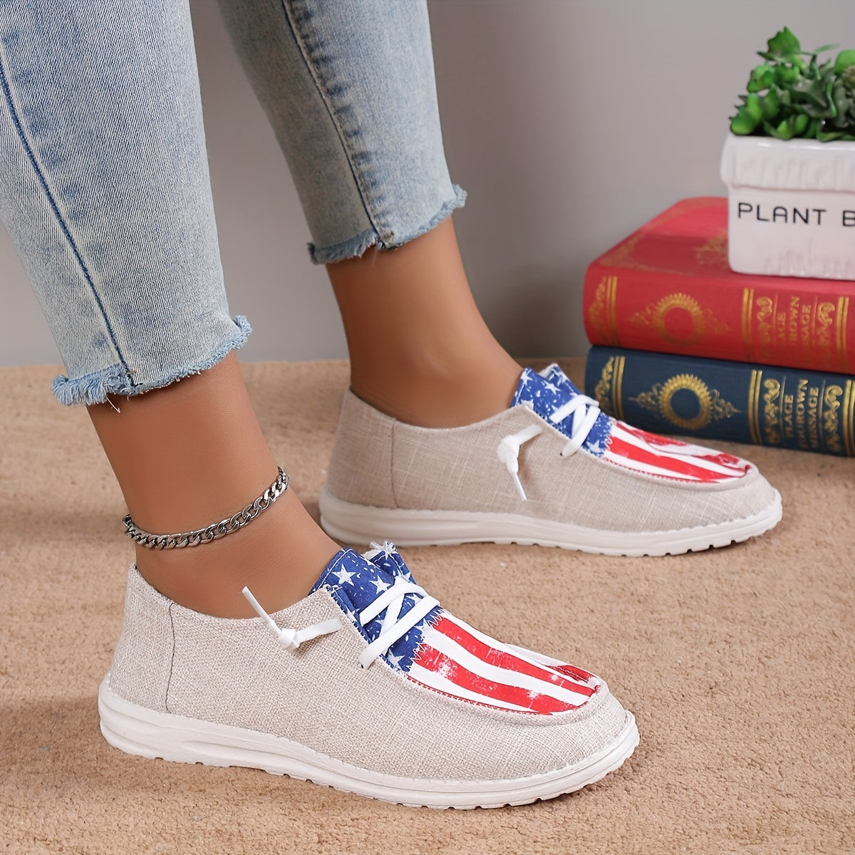 Women's Star & Striped Splicing Sneakers 4th Of July Shoes
