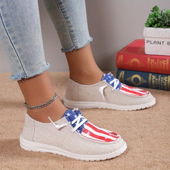 Women's Star & Striped Splicing Sneakers 4th Of July Shoes