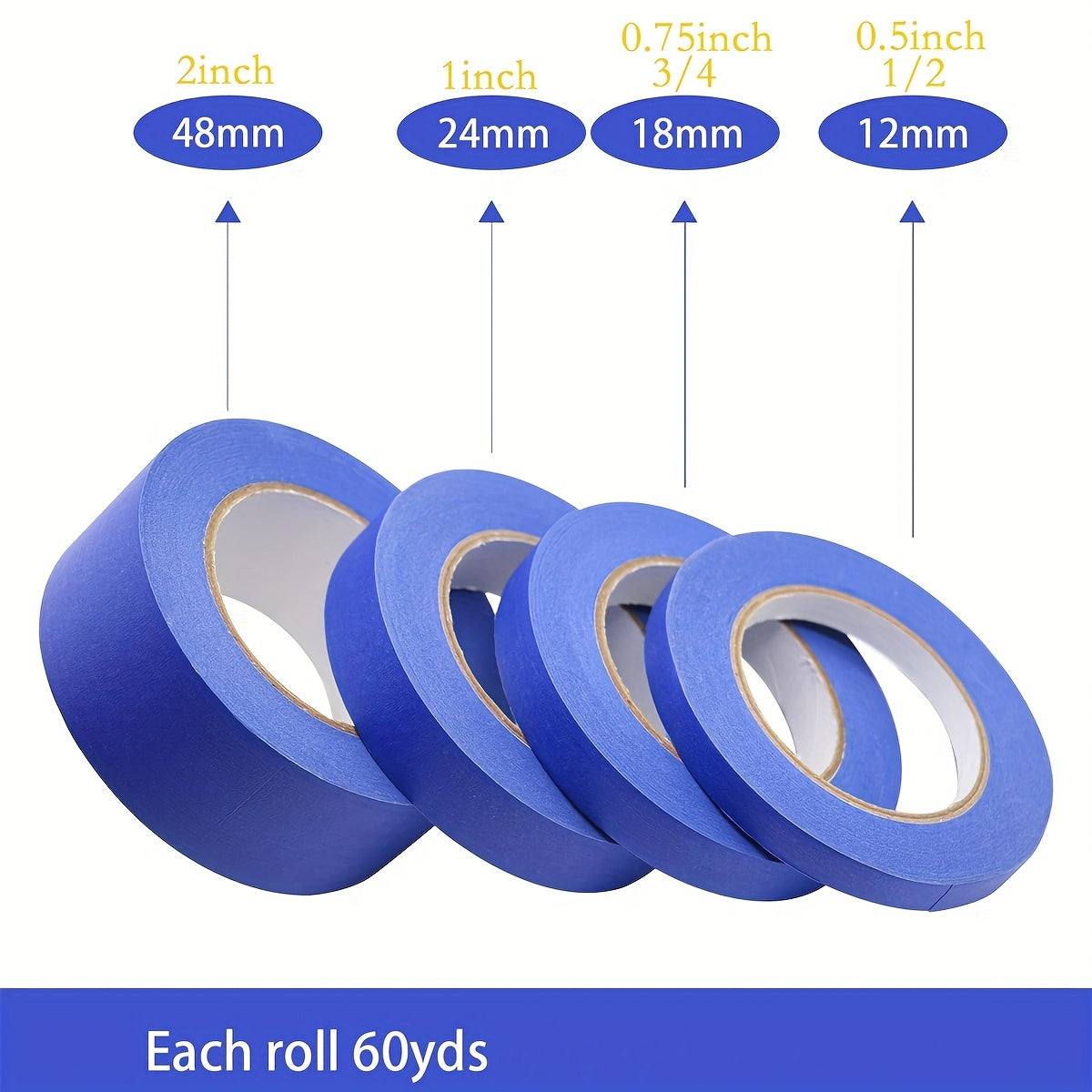 Painters Tape 2.54-5.08 cm 7.62-10.16 cm 2.54 cm - 5.08 cm 60yds