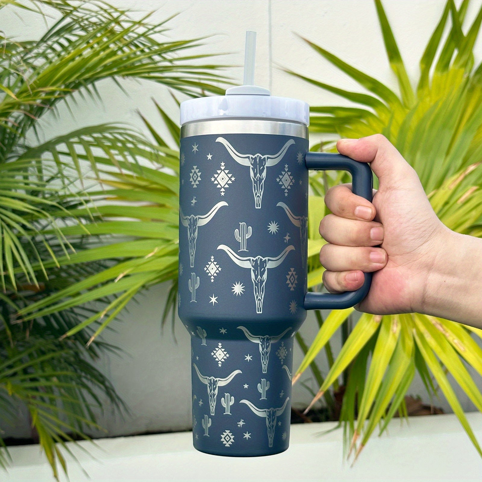 40oz Goat Star Tumbler Stainless Steel Thermal Water Bottle With Straw