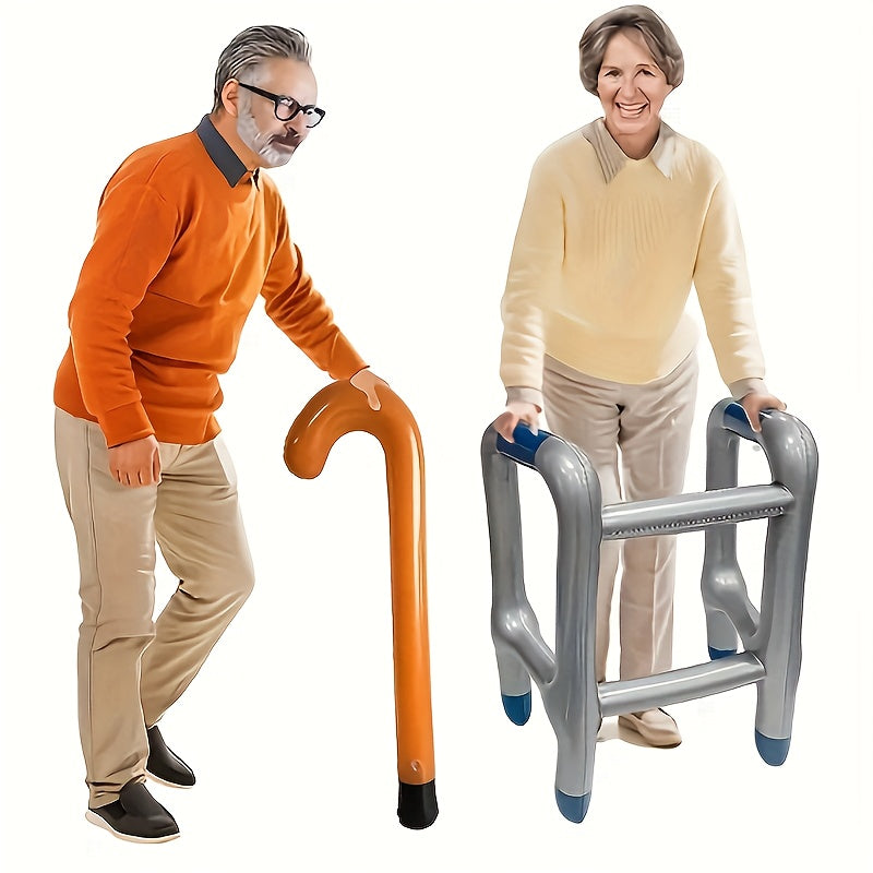 Inflatable Walking Aid Cane Costume Set for Halloween Pranks