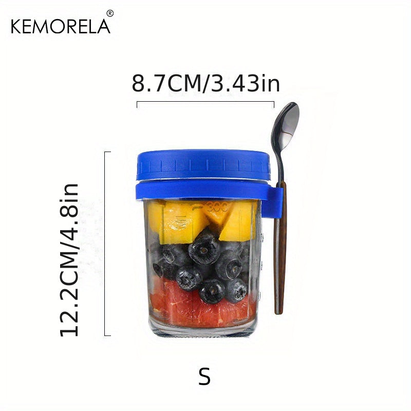 Portable Overnight Oat Cup with Spoon & Mason Jar Lid