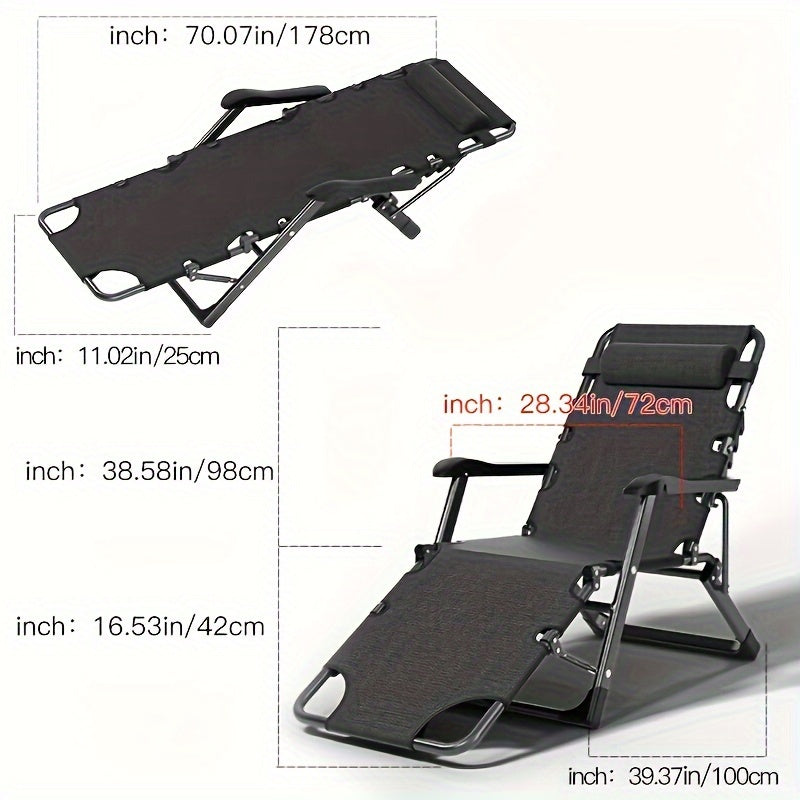 SUOLE Outdoor Folding Lounge Chairs 2 In 1 Bed for Office Nap Camping Beach