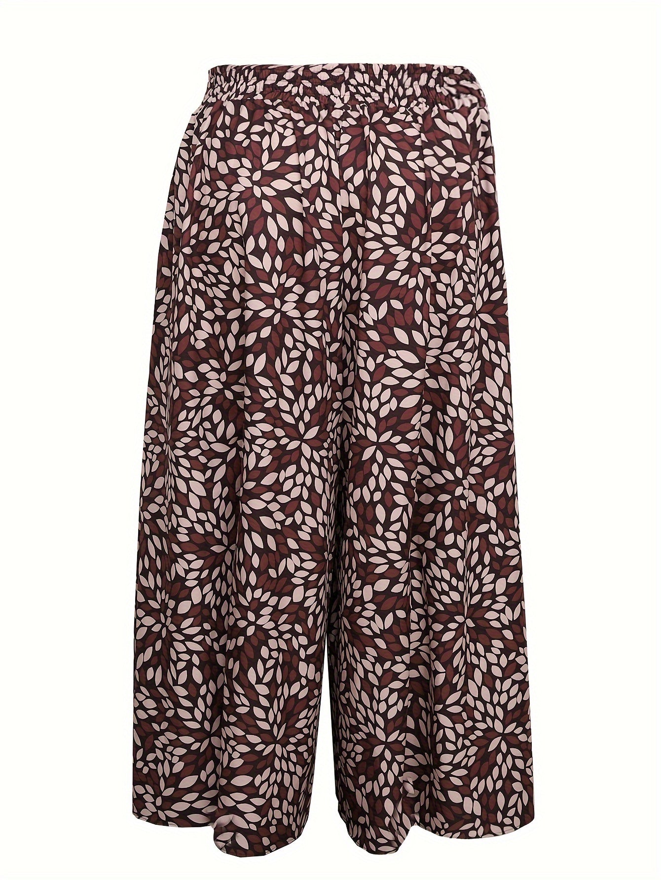  Boho Pants Women's Plus Allover Print High Rise Wide Leg Trousers