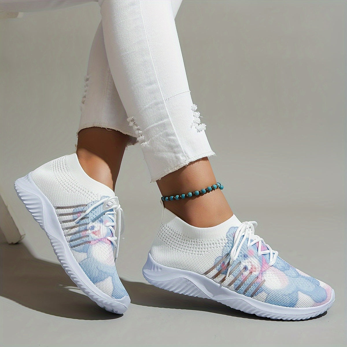 Women's Cartoon Bear Mesh Sneakers Lace-up Casual Running Shoes