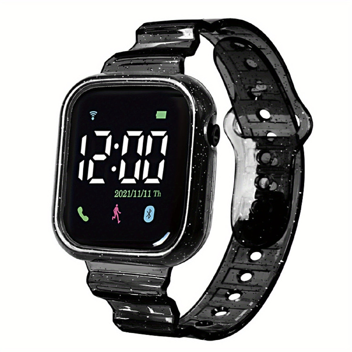 Student Electronic Watch with Transparent Strap