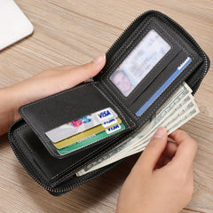 Men's Zipper Short Wallet Bifold Money Clip Gift