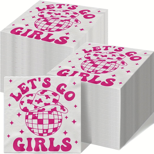 20pcs Cowgirl Party Pink Napkins Western Cowgirl Theme Birthday Supplies