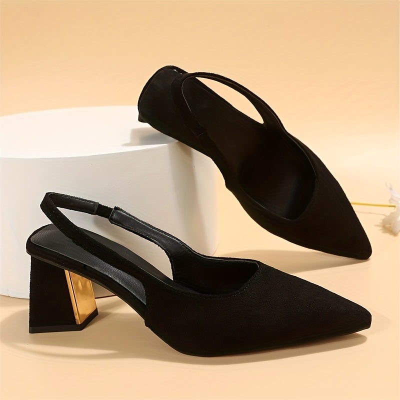 Women's Slingback High Heels Pointed Toe Chunky Heels Sandals