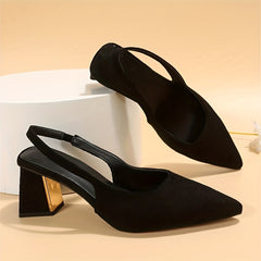 Women's Slingback High Heels Pointed Toe Chunky Heels Sandals