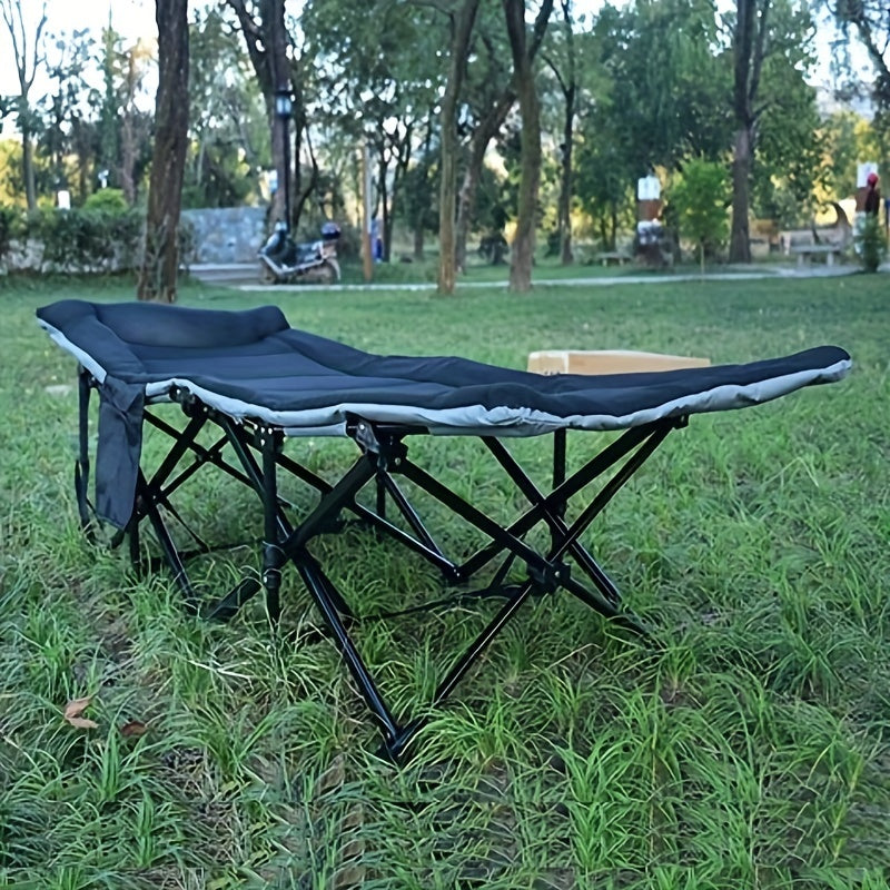 Portable Outdoor Folding Bed with Pocket for Office Nap, Camping, Picnic