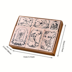 6pcs Wooden Seals Rose Prince DIY Decorative Printing Set