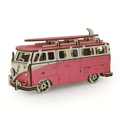Dopamine Colored Mini Camping Car 3D Puzzle Wooden Enthusiast Holiday Ornament