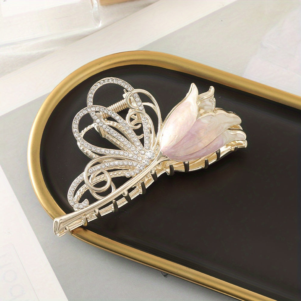 Tulip Alloy Hair Clip Rhinestone Shark Claw Hair Accessories