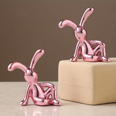 Creative Plastic Rabbit Figurines DIY Crafts Home Decor 2pcs