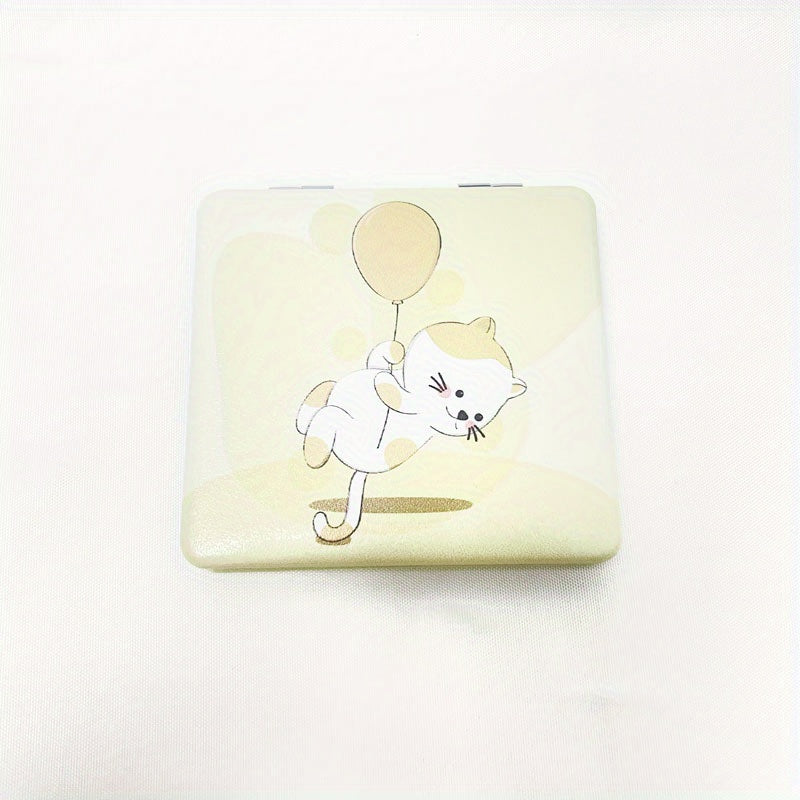 Cat Pattern Makeup Mirror Mini Compact Portable Pocket Mirror