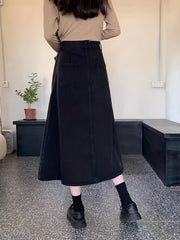Solid Midi Denim Skirt Women's Denim Jeans
