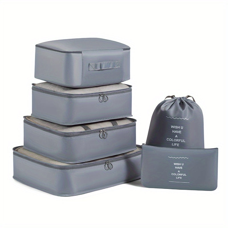 6pcs Lightweight Packing Cubes Clothing Shoes Storage Bag