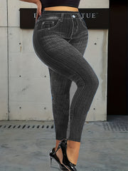  Denim Print High Rise Leggings