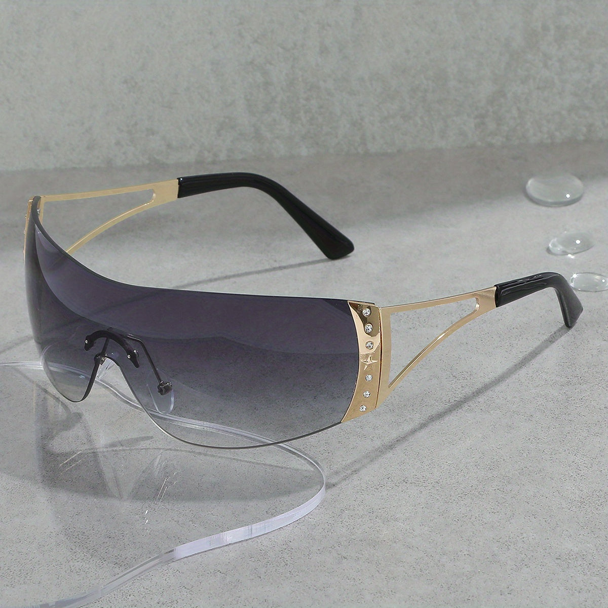 Y2K Star One piece Sunglasses Rhinestone Gradient UV400 Sun Shades