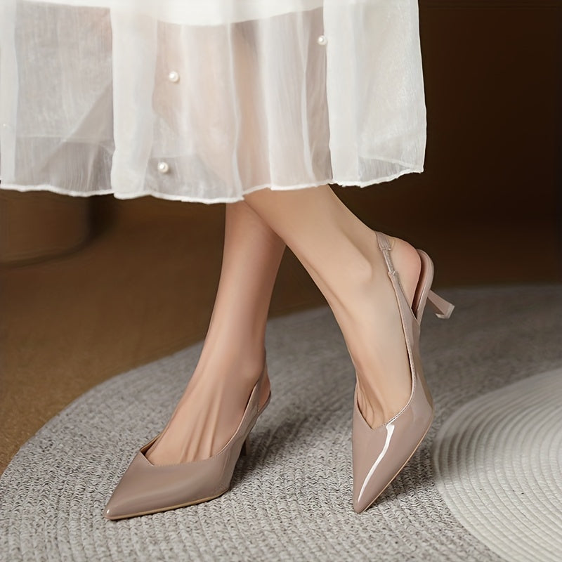 Women's Comfortable Solid Heels Slip On Shoes