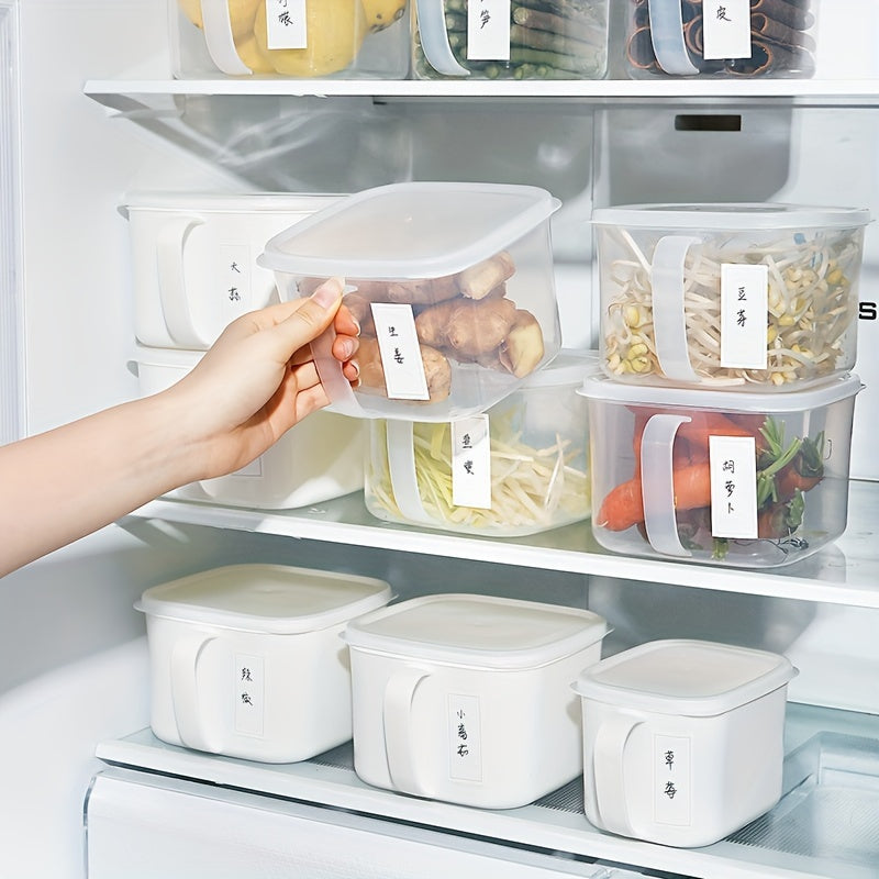Plastic Food Storage Box With Handle Stackable Fridge Organizer Bins