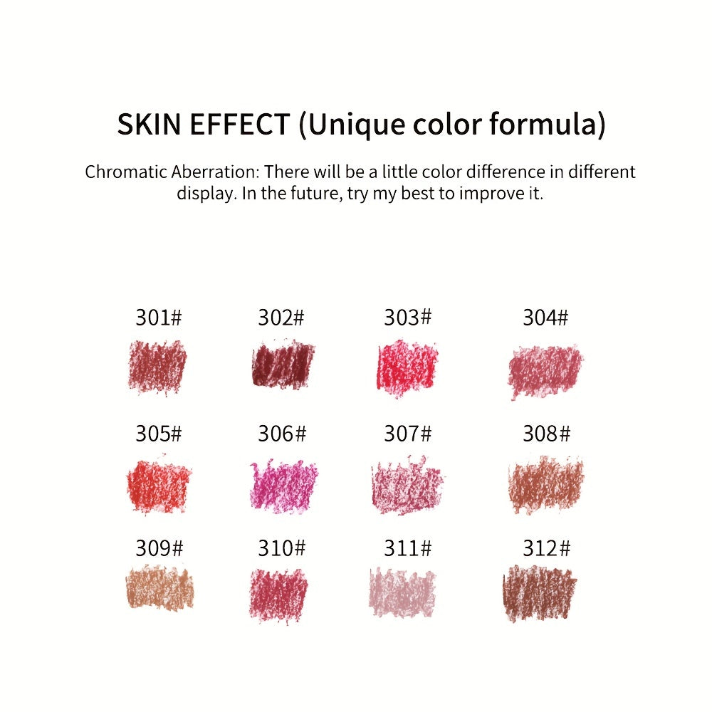 12 Matte Waterproof Lip Liner Set Natural Look