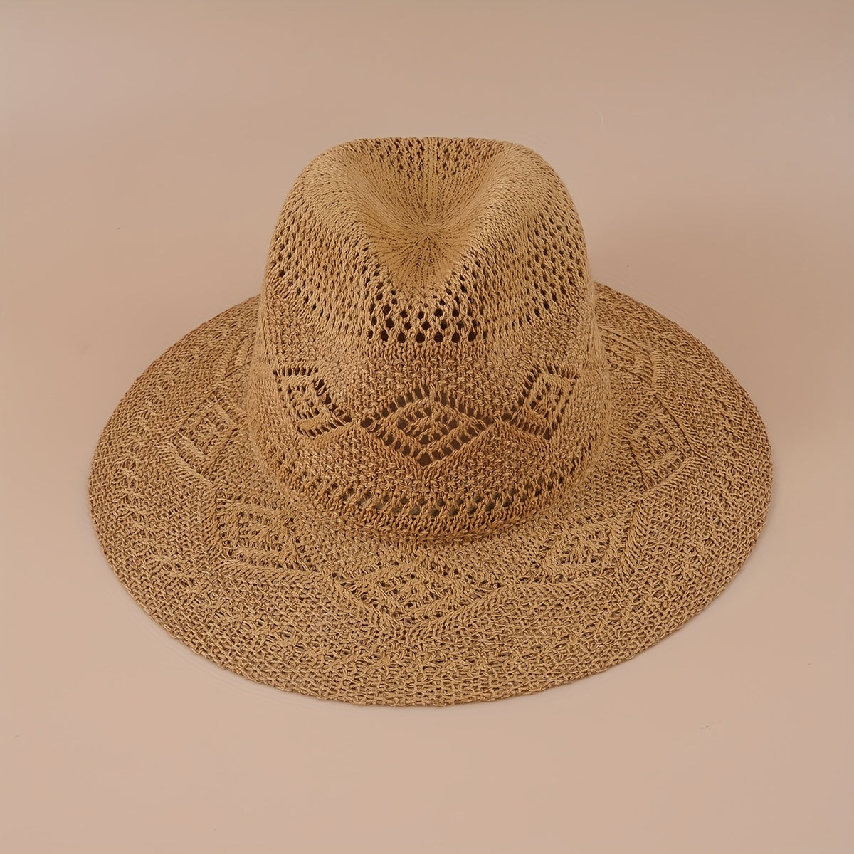 Vintage Hollow Crochet Straw Hat Women Fedora Cap Beach Hats