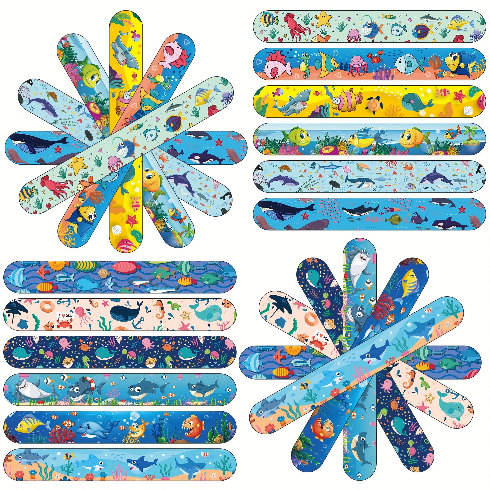 12pcs Ocean Animal Slap Bracelets Marine Life Design Party Favors
