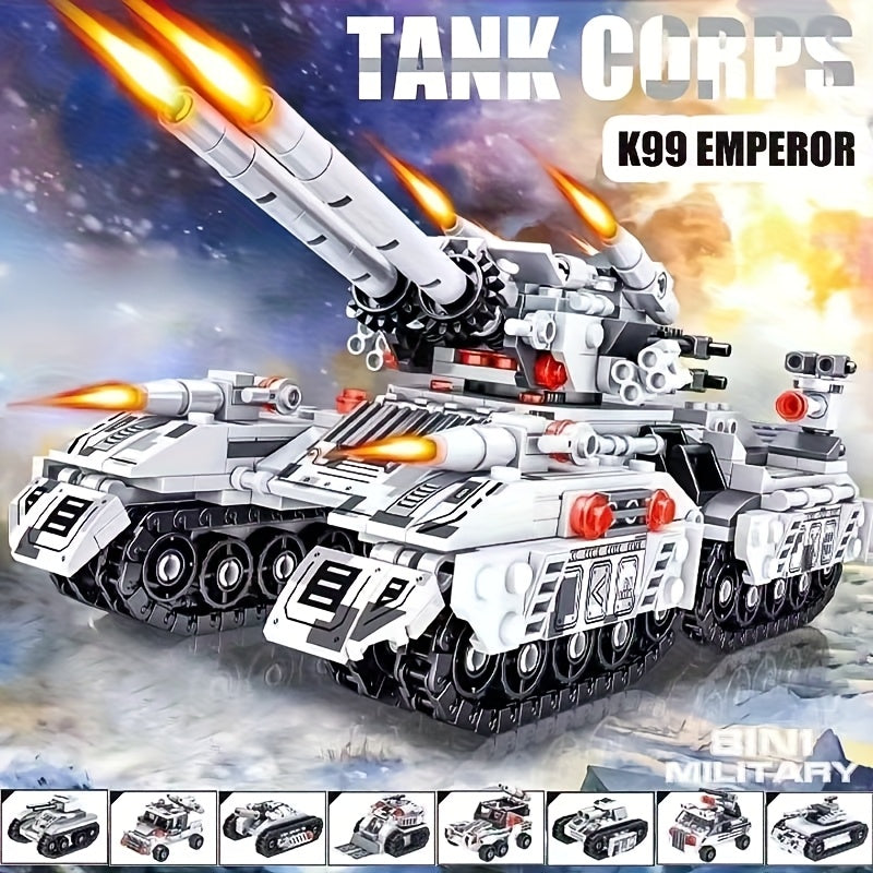 High Difficulty Military Tank 8 in 1 Assembly Model 430pcs DIY Mechanical Kit