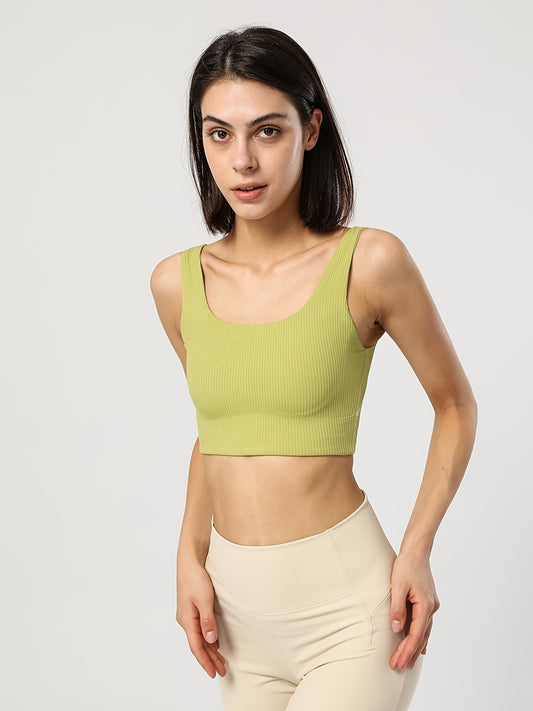 Ribbed Sports Bra for Women - Comfy & Breathable Tank Bra