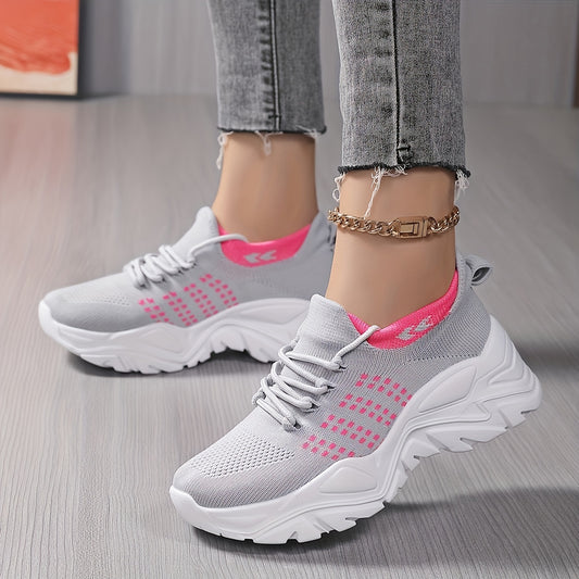 Women's Knit Chunky Sneakers Breathable Non-slip Outdoor Running Shoes