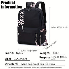 Large Capacity Canvas Travel Backpack with USB Charging Port